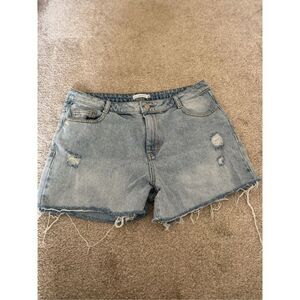NWOT Avec Les Filles Cut Off Denim Jean Jorts Shorts Women Sz 30Light Wash Distr